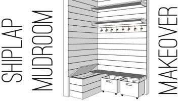 White Shiplap Mudroom Makeover