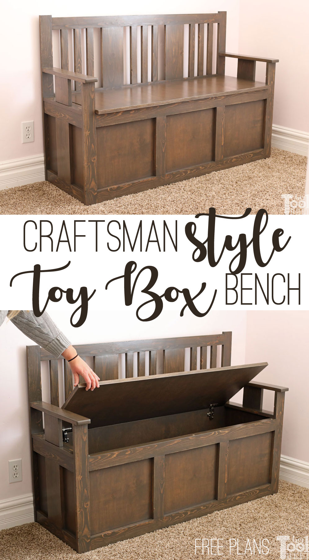 Craftsman Toy Box Bench Her Tool Belt, Wooden Toy Box Bench Seat