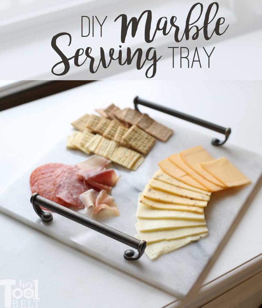 Turn a $2 marble tile into a Marble Serving Tray. 