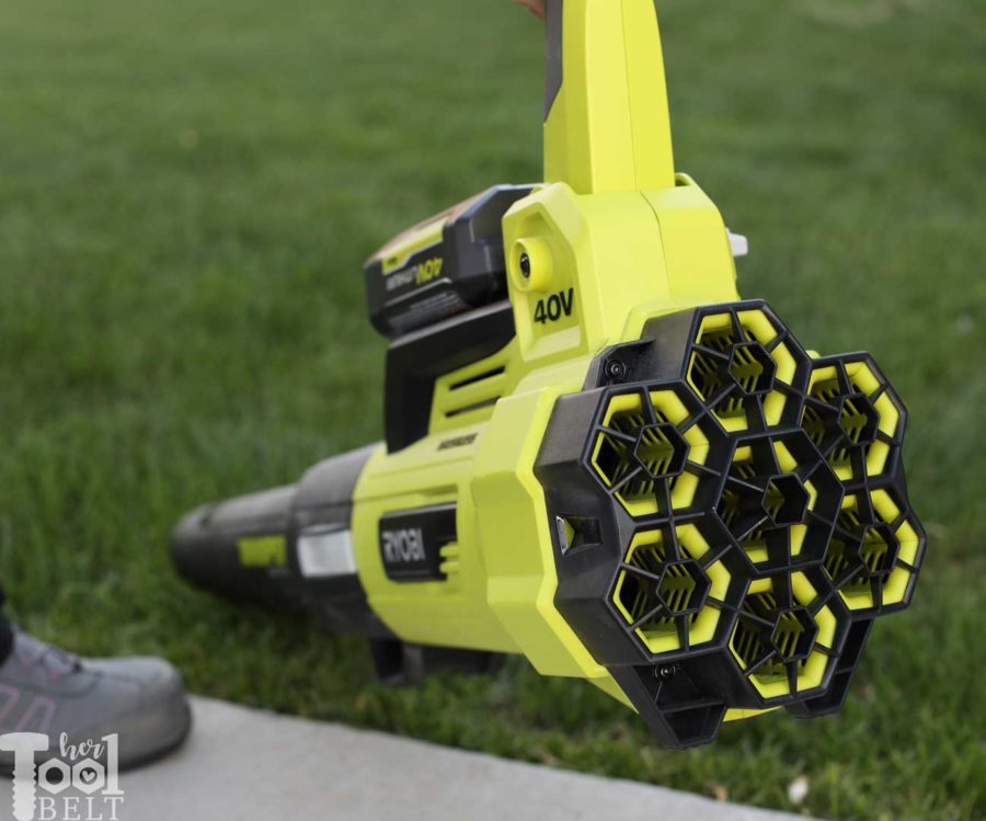 Blower air intake ports. Tool Review of Ryobi's 40V battery powered jet fan blower. 