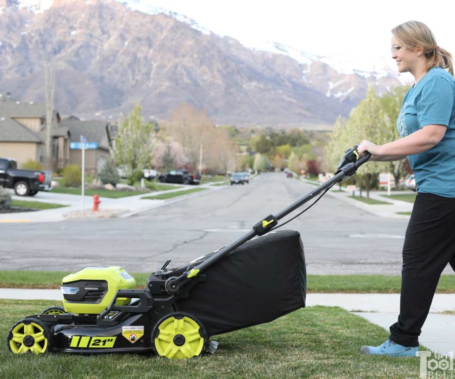 Ready to mow.  Is a battery powered lawn mower as tough as gas powered? Check out this Ryobi 40 volt lawn mower review. 