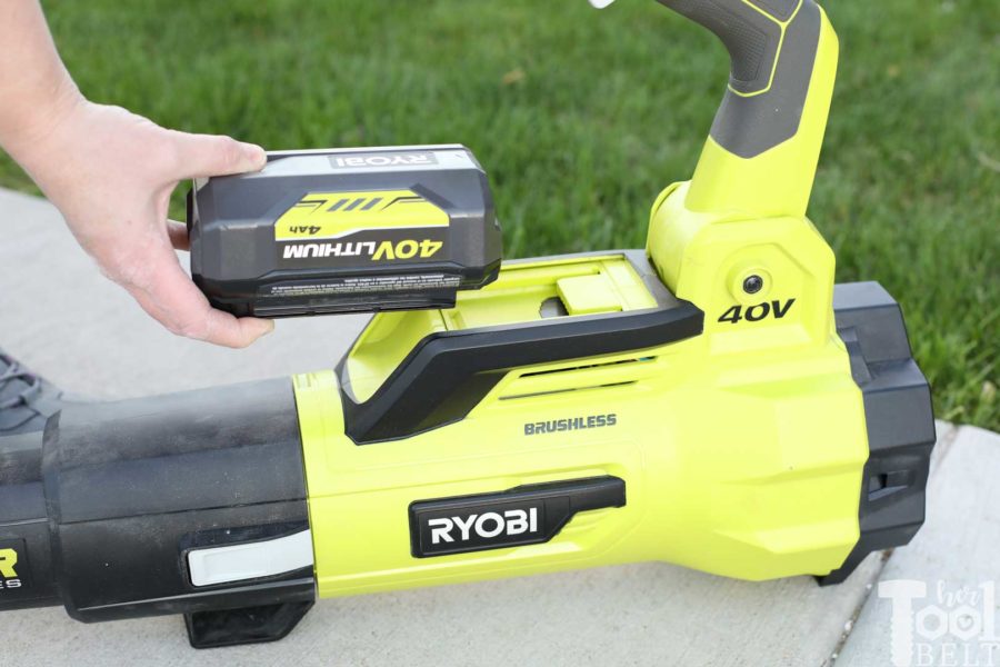 Install 40V battery. Tool Review of Ryobi's 40V battery powered jet fan blower. 