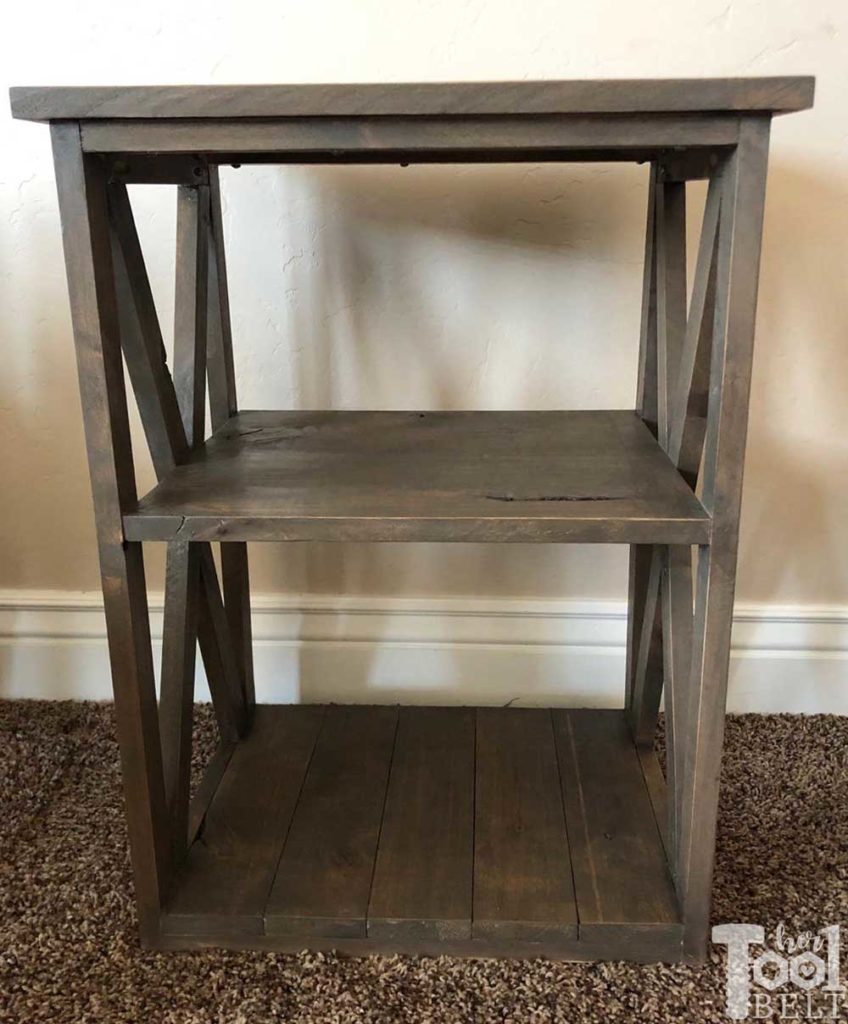 Free plans to build the Stacey side table. Perfect little accent table with X detail. She uses the table to hold her Xfinity router (Comcast).
