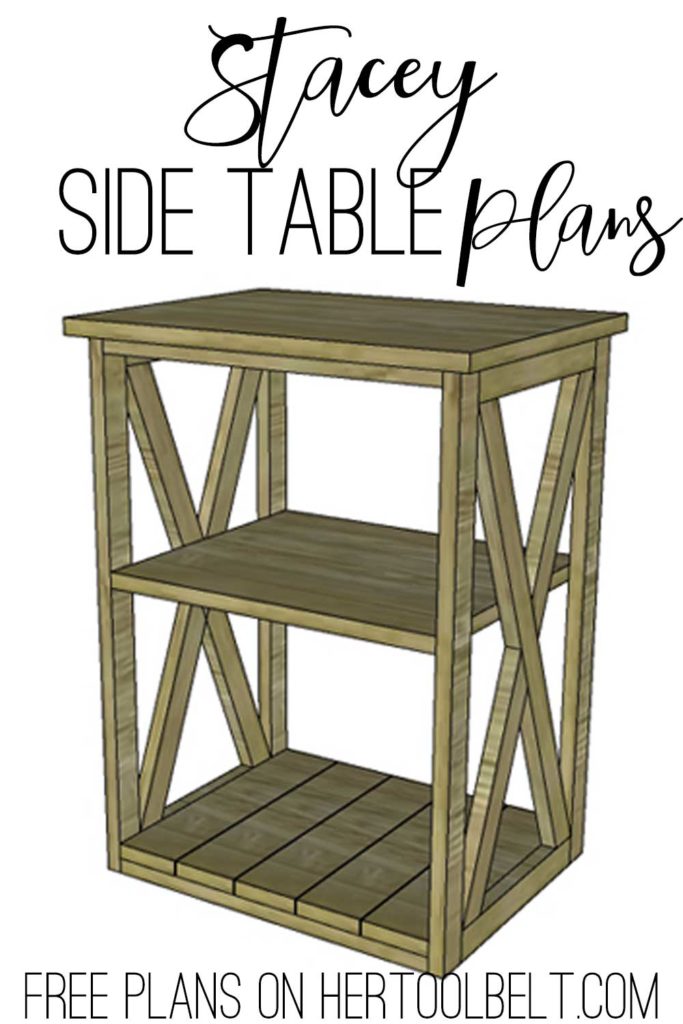 Free plans to build the Stacey side table. Perfect little accent table with X detail. 