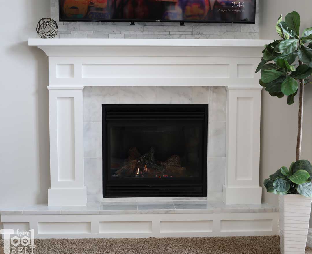 DIY Fireplace Mantel Shelf - Her Tool Belt