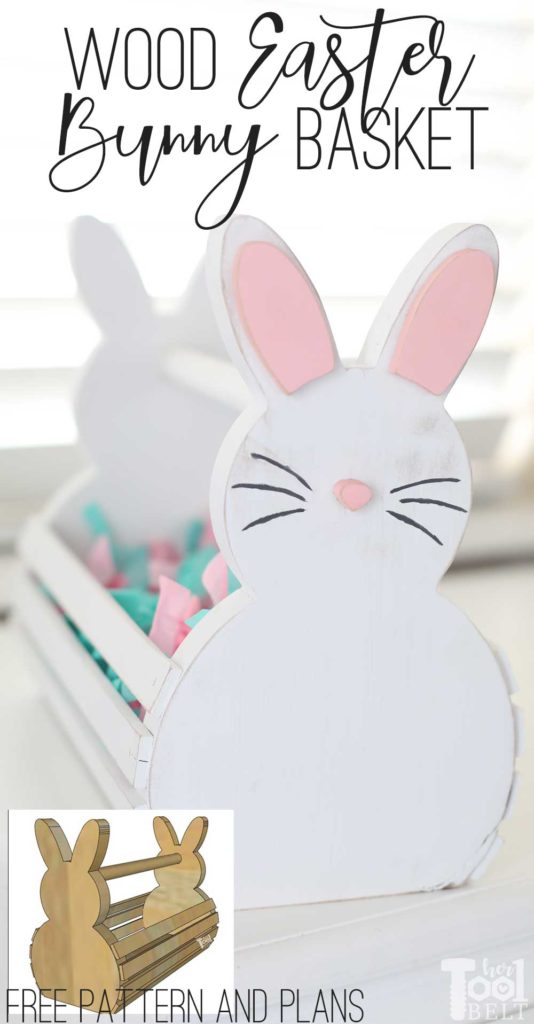 Build cute wood Easter Bunny Baskets for your kids or grandkids. Personalize their basket for them or let them decorate their own basket. #bunny