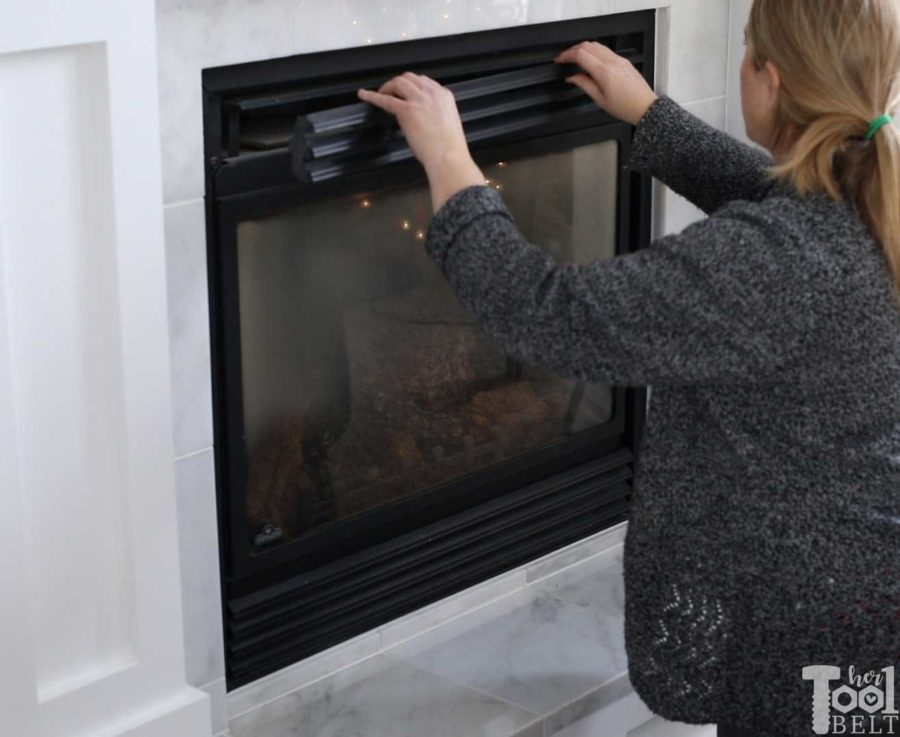 How to open and clean gas fireplace glass. Get rid of the gunk on the inside of the fireplace glass. 