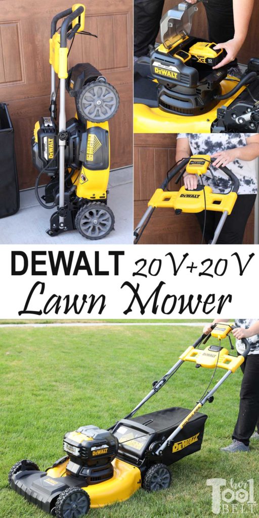 Forget the pull string, DEWALT lawn mowers let you mow the lawn with the same batteries you use in your drills and saws! DEWALT 20V+20V lawn mower tool review. #THDProSpective