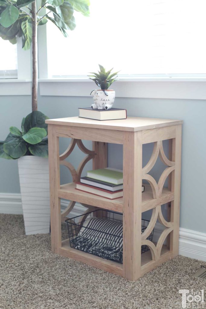 Build a end table with diamond details on the side panels. 