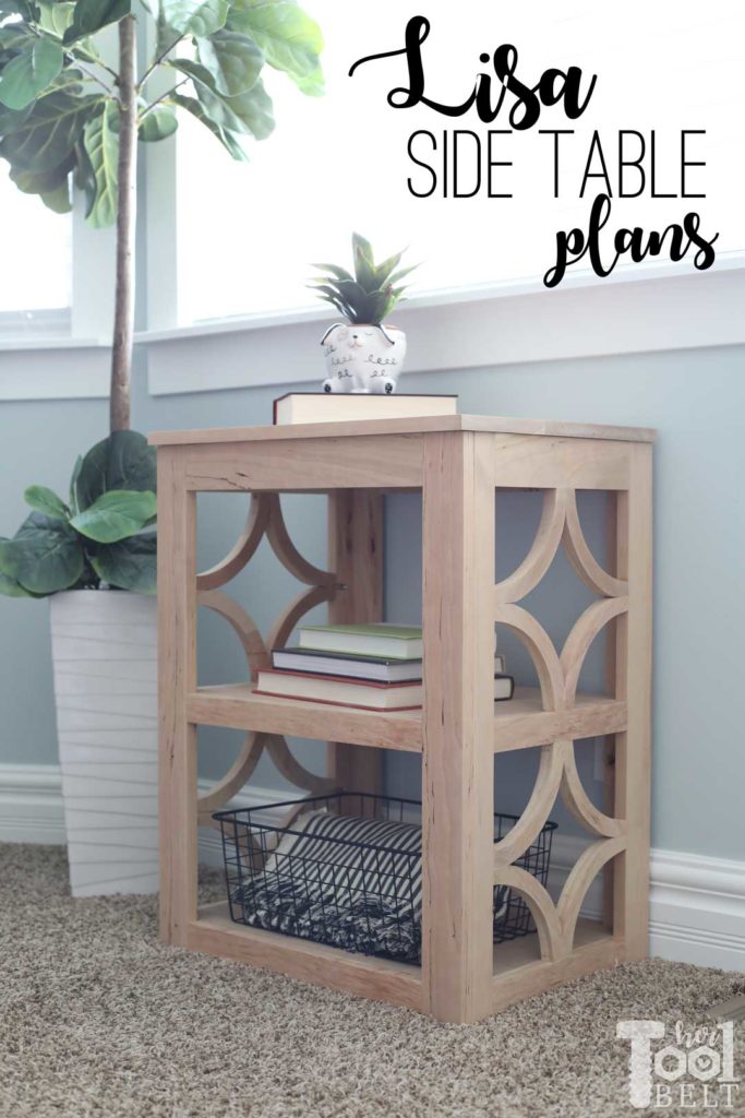 Build a end table with diamond details on the side panels. 