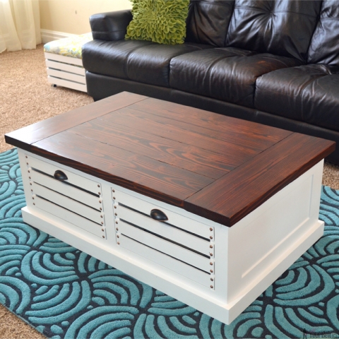 Crate Storage Coffee Table And Stools, Crate Coffee Table Plans