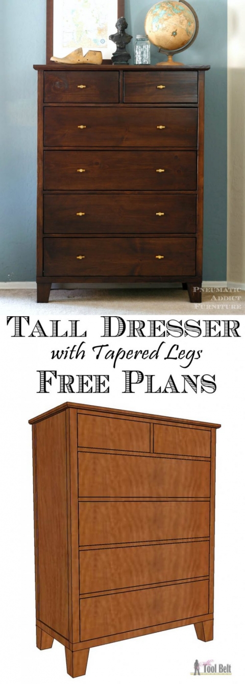 Tall Dresser With Tapered Legs Her, Tall Dresser Building Plans