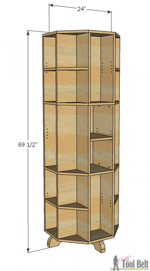 Octagon Rotating Bookshelf Her Tool Belt