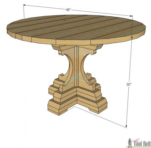 Farmhouse Style Round Pedestal Table, Round Pedestal Dining Table Plans