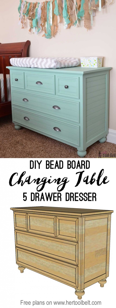 5 Drawer Dresser Changing Table Her Tool Belt
