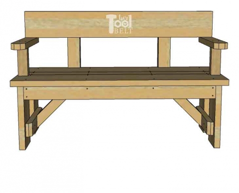 Outdoor Bench With Back Diagrams Front, Outdoor Wooden Bench With Back Plans