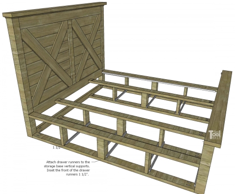 King X Barn Door Farmhouse Bed Plans, Plans For Building A King Size Bed Frame With Drawers