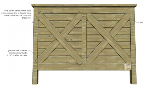 King X Barn Door Farmhouse Bed Plans, Diy King Headboard Dimensions