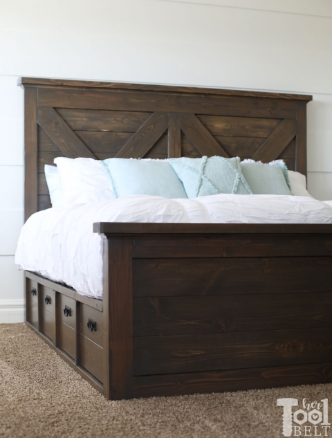 Queen X Barn Door Farmhouse Bed Plan Her Tool Belt