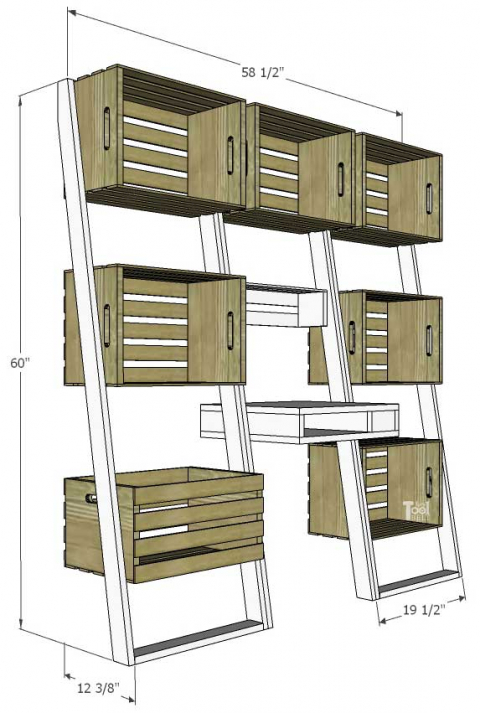 Leaning Crate Ladder Bookshelf And Desk Her Tool Belt